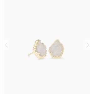 Tessa Gold Stud Earrings In Iridescent Drusy